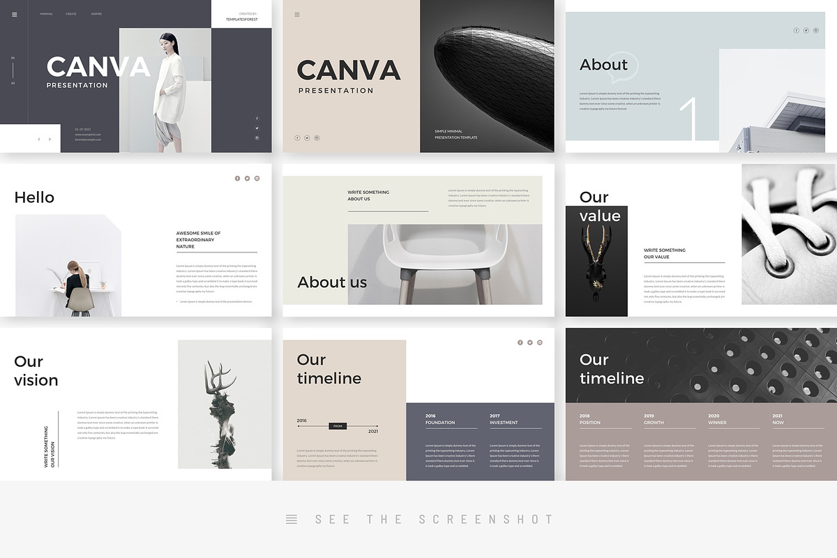 Canva Minimal PowerPoint Template, a Presentation Template by ...