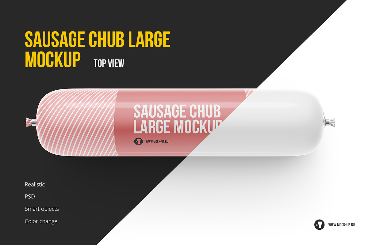 Large Sausage Chub Mockup, a Product Mockup by easymock (Photo 1 of 6)