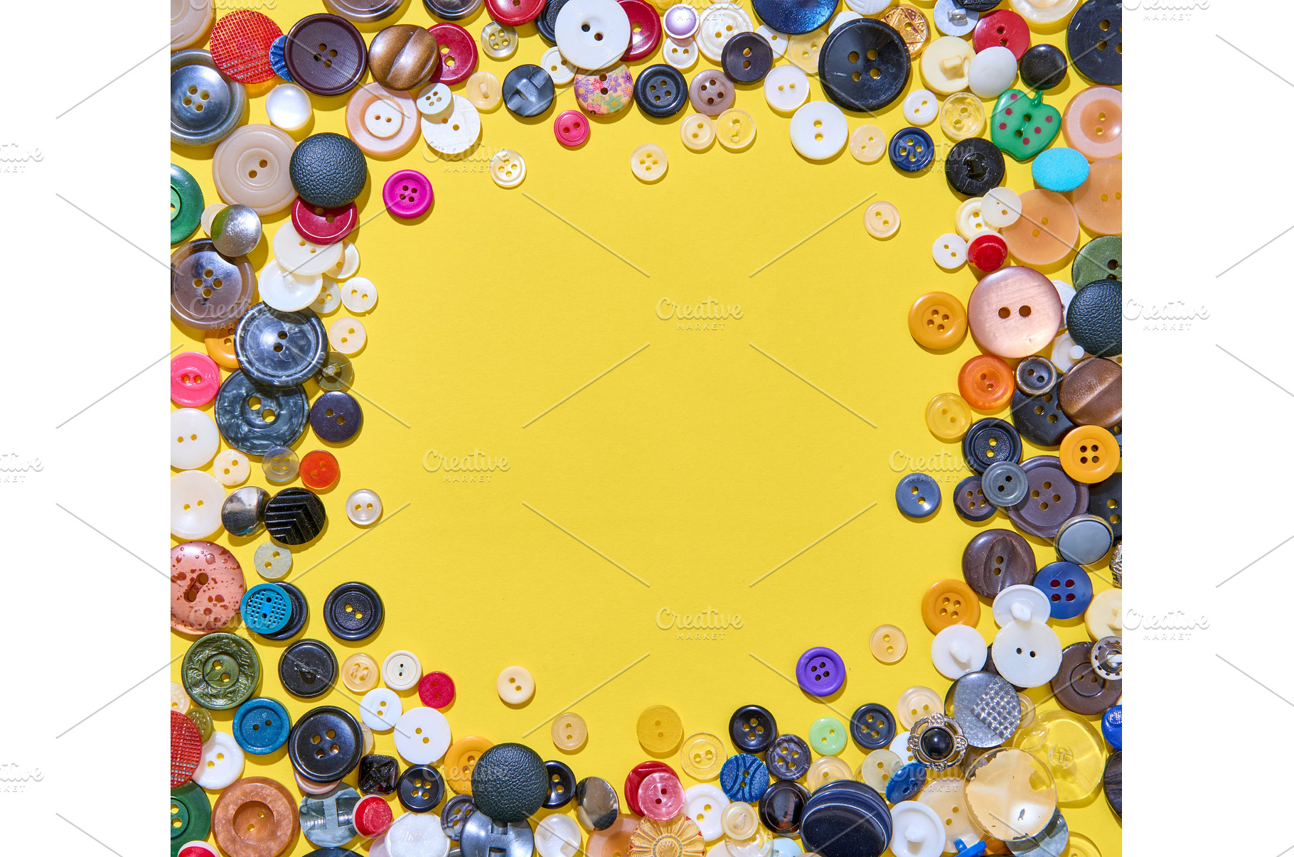 Colorful button border frame with, a Background Photo by Gladkov photography