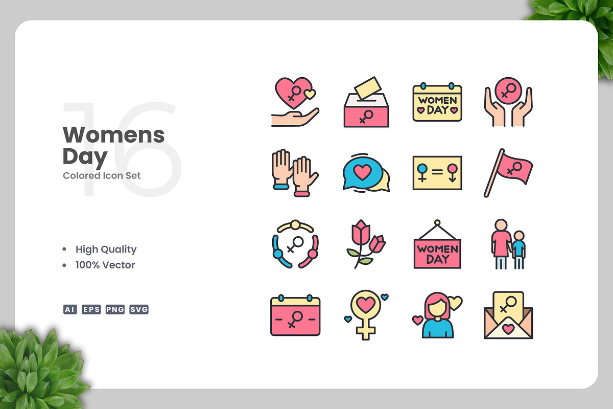Womens Day Colored Icons, an Icon by Upnowgraphic