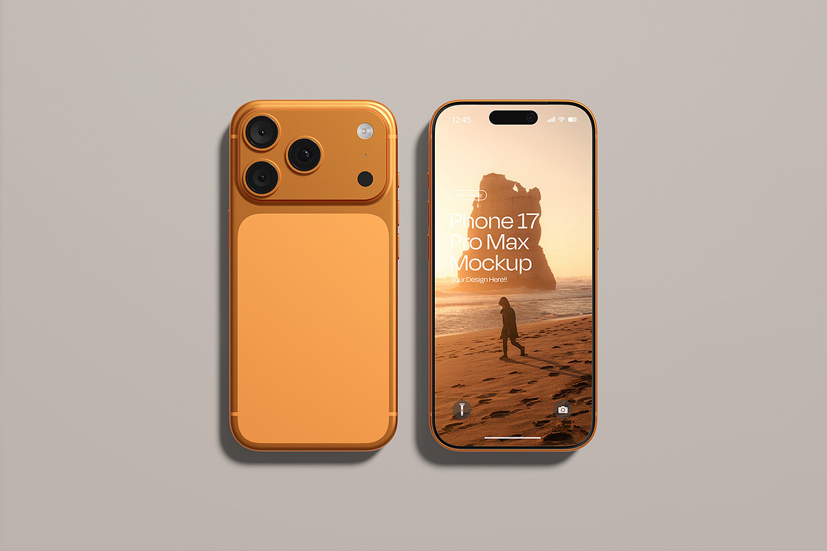 iPhone 17 Pro Max Mockup, an iPhone Mockup by graphicsecond (Photo 3 of 6)