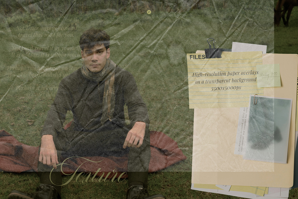 Bleached and Crumpled Paper Overlays, a Texture Graphic by Freezerondigital (Photo 3 of 9)