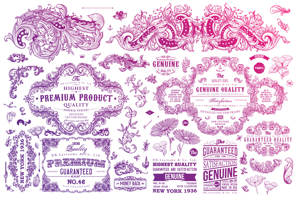 600+ Vintage Frames and Emblems, a Decorative Illustration by Anna Ozerina (Photo 4 of 11)