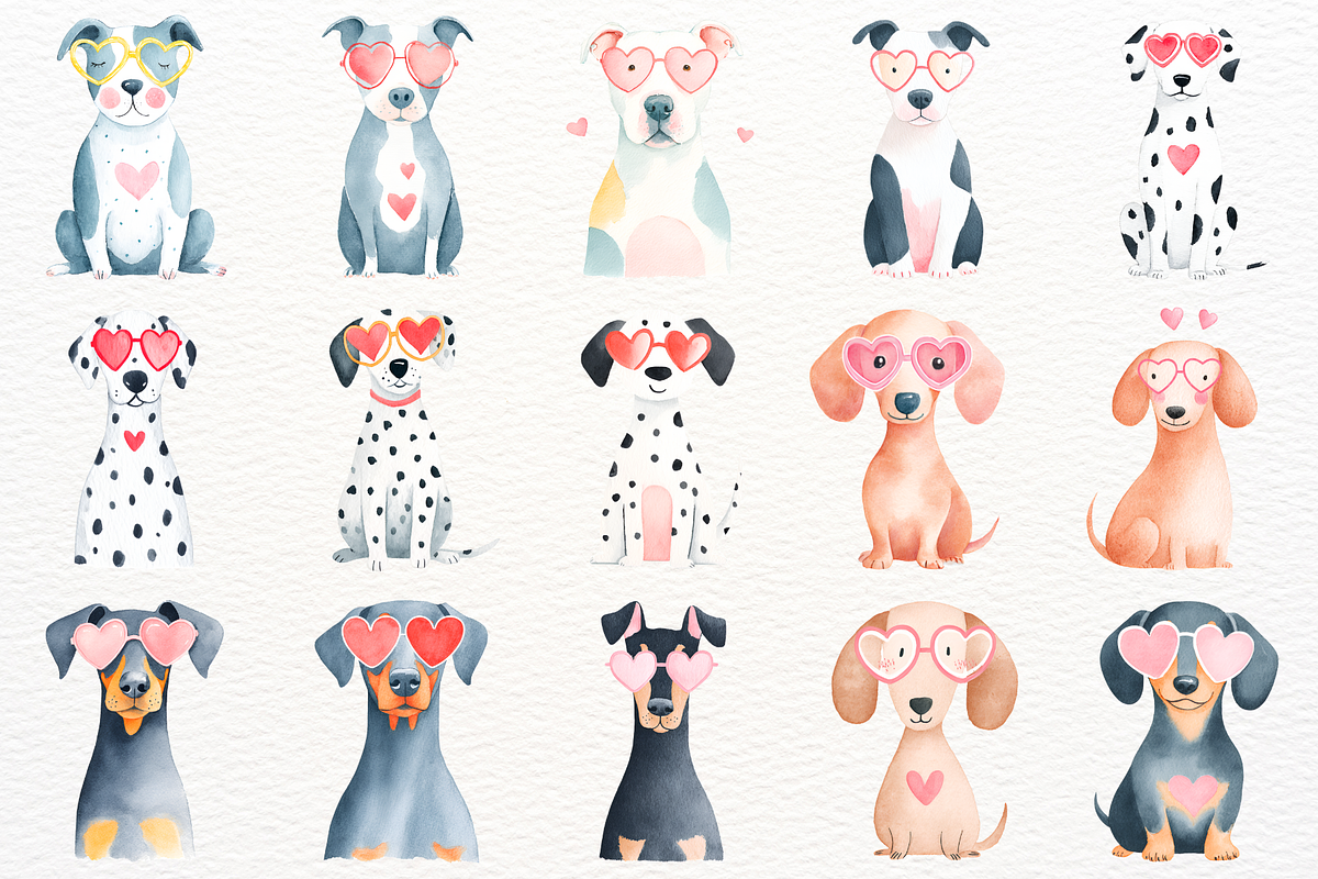 Valentine's Day Dogs Clipart PNG, an Animal Illustration by SugarCloudStudioArt (Photo 8 of 10)