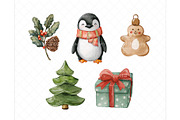 Christmas Watercolor Clipart Bundle, a Seasonal Illustration by Wild Honey Design Co. (Thumbnail 3 of 4)