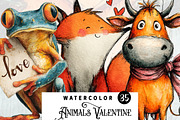 Animals Valentine Day Clipart, an Illustration by Watercolor design (Thumbnail 1 of 9)