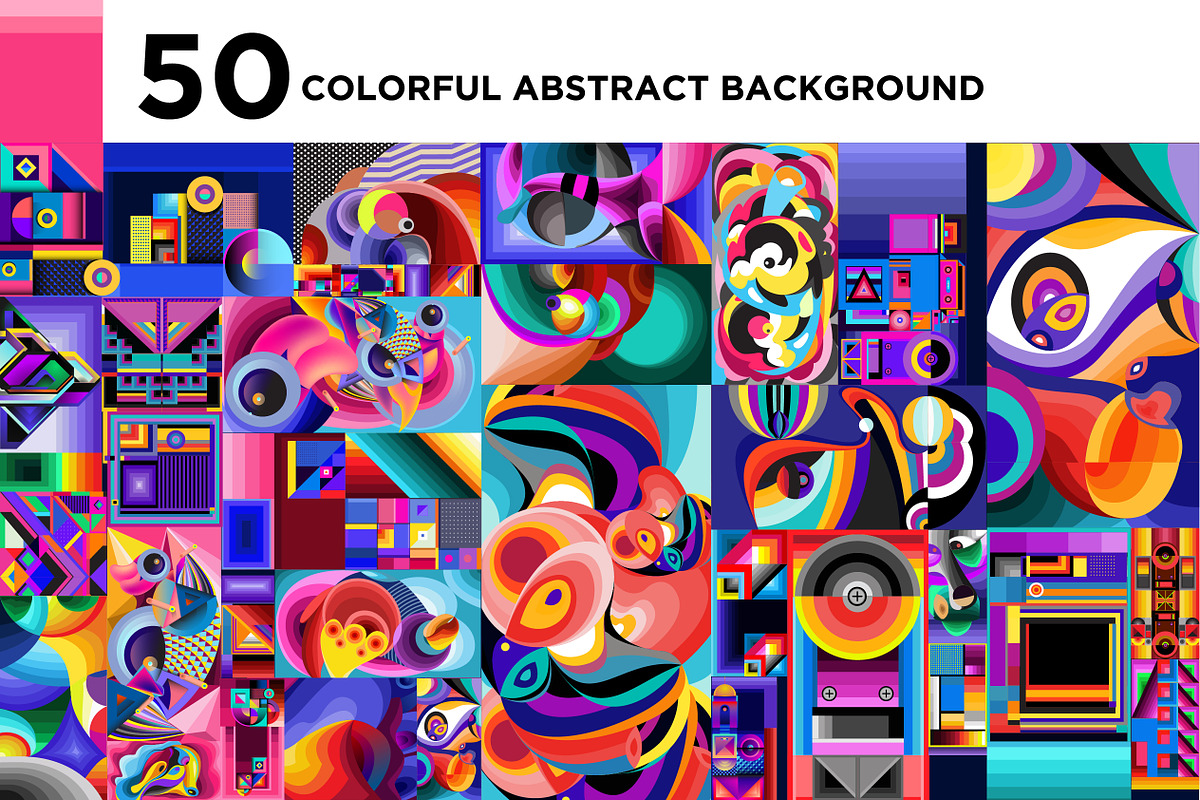 50 Colorfful Abstract Background, a Decorative Illustration by singpentinkhappy (Photo 1 of 8)