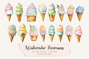 Watercolor Ice Creams, a Food Illustration by PeDe Designs (Thumbnail 4 of 4)