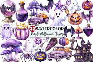 Purple Halloween Clipart, a Seasonal Illustration by Rose Art