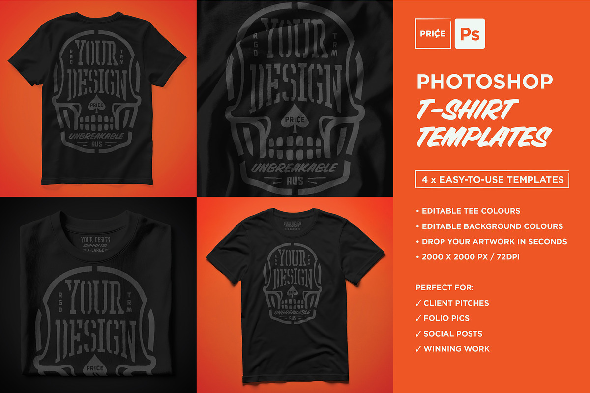 Photoshop T-Shirt Templates, a Shirt Mockup by Price Foundry (Photo 1 of 7)