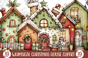 Whimsical Christmas House Clipart, an Illustration by Designking