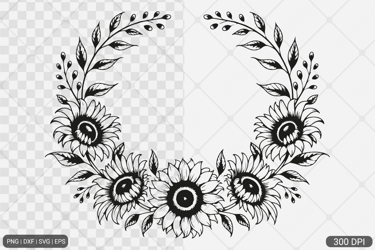 Sunflower Frame SVG PNG Bundle, an Illustration by Actual Pixel (Photo 19 of 23)