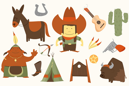 Cowboy western clip-art pack