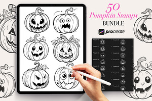 Halloween Pumpkin Procreate Stamps