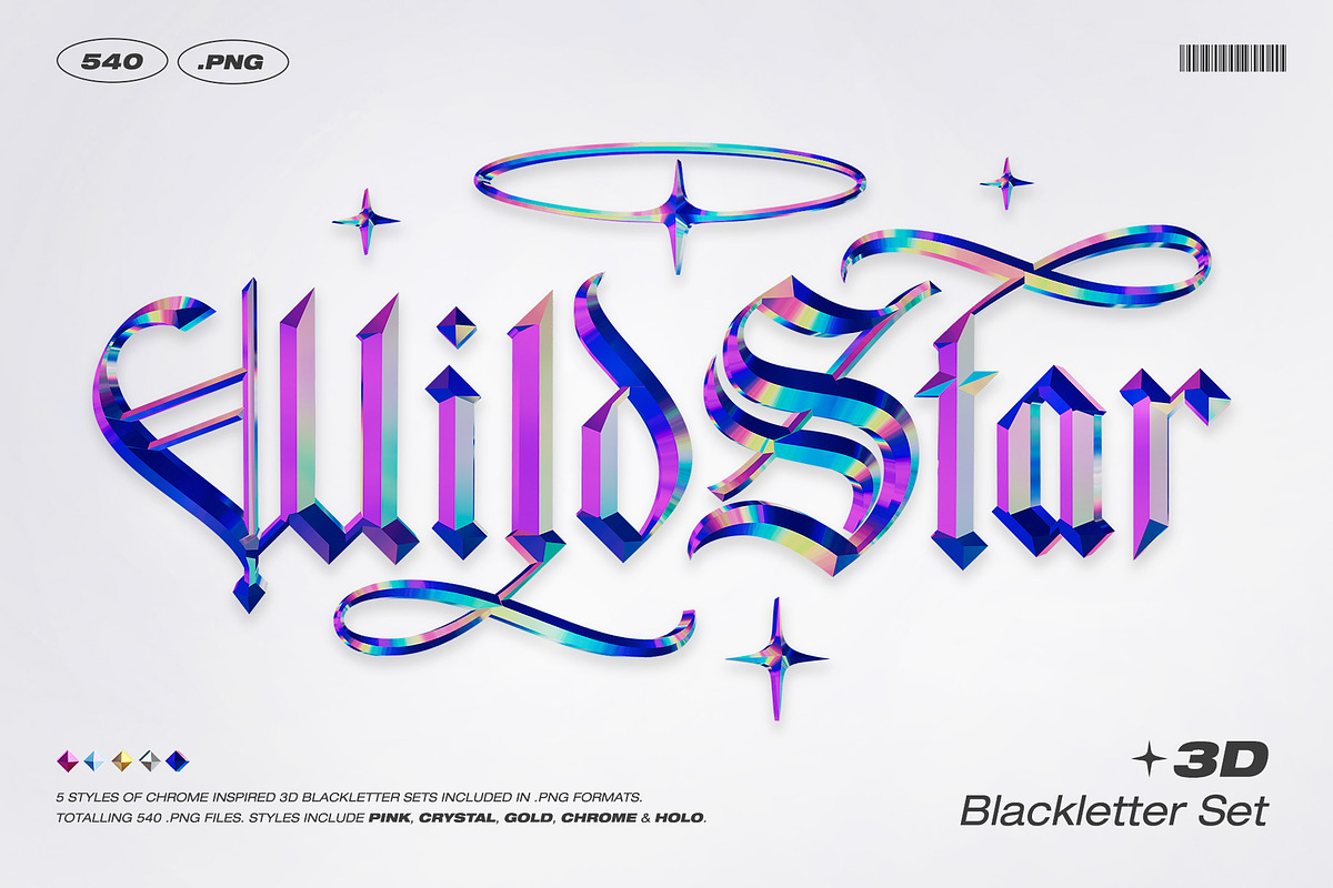 Wild Star 3D Blackletter Set, a Blackletter Font by Sam Parrett (Photo 1 of 10)