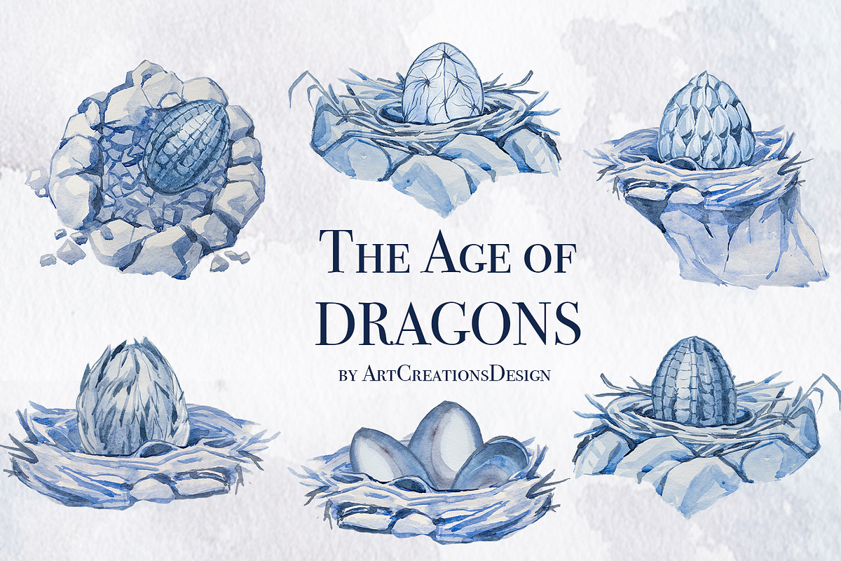 The Age Of Dragons Clipart Set, a Decorative Illustration by ArtCreationsDesign (Photo 14 of 18)