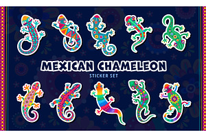 Cartoon Mexican chameleons, an Animal Illustration by Vector Tradition