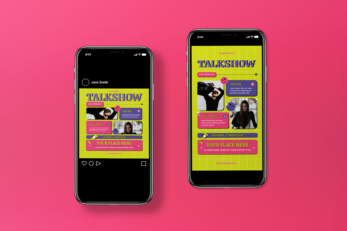 Yellow Y2K Talkshow Flyer Set, a Flyer Template by graphicook (Photo 3 of 3)