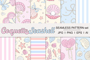 Coquette Sea shells seamless pattern, a Pattern Graphic by @olga.angelloz (Thumbnail 1 of 3)