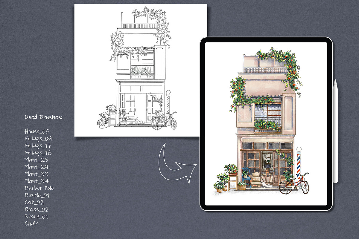 Photoshop Sketch Japanese Houses, a Brush Add-On by MISTstudioDesign (Photo 9 of 10)