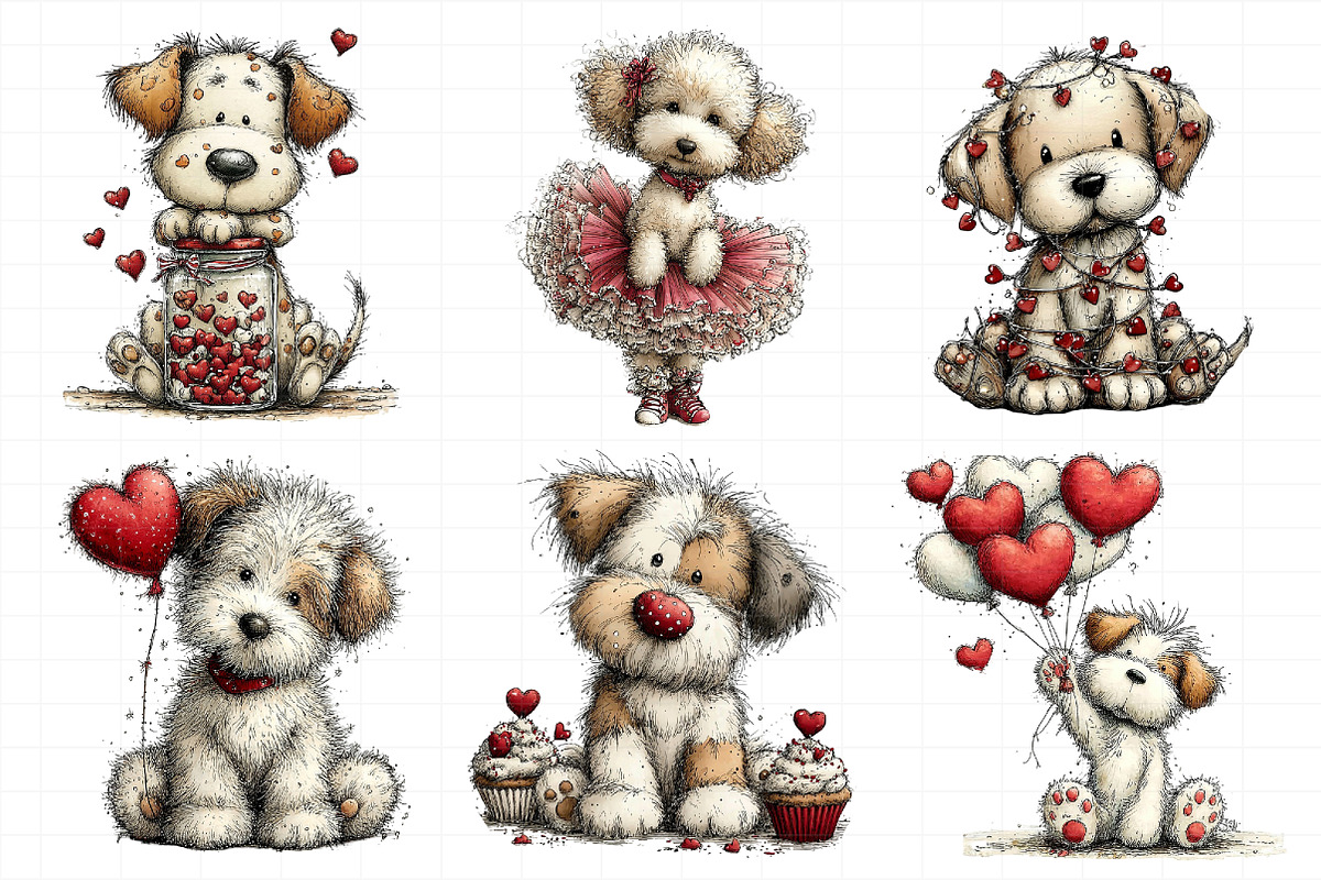 Whimsical Valentine Dog Clipart, an Illustration by Daily.Designs (Photo 3 of 7)