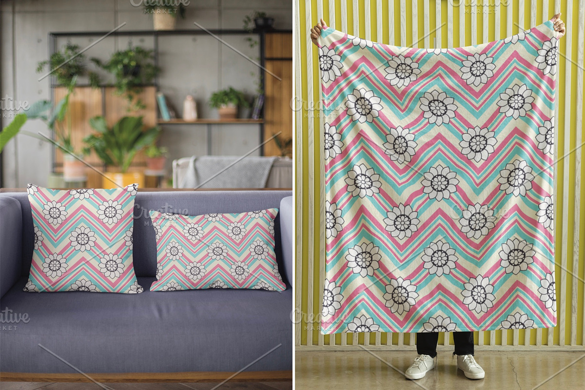 Groovy Boho Floral Chevron Pattern, a Pattern Graphic by PPEthnicDecorPattern (Photo 3 of 7)
