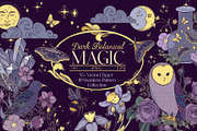 Dark Botanical Magic Clipart, a Decorative Illustration by PenguinArtStudio (Thumbnail 1 of 18)