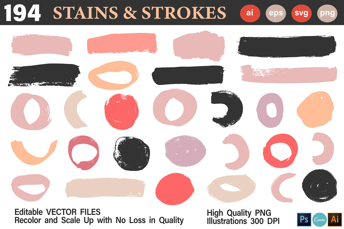 Vector Stains & Strokes Atelier +SVG, an Object Graphic by Katrinelly (Photo 6 of 15)