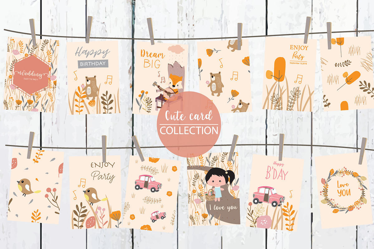 12 cute natural design cards3#, a Card Template by Piixypeach (Photo 1 of 4)