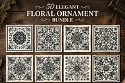 50 Elegant Floral Ornament Bundle, a Decorative Illustration by Amazin_art (Thumbnail 1 of 38)