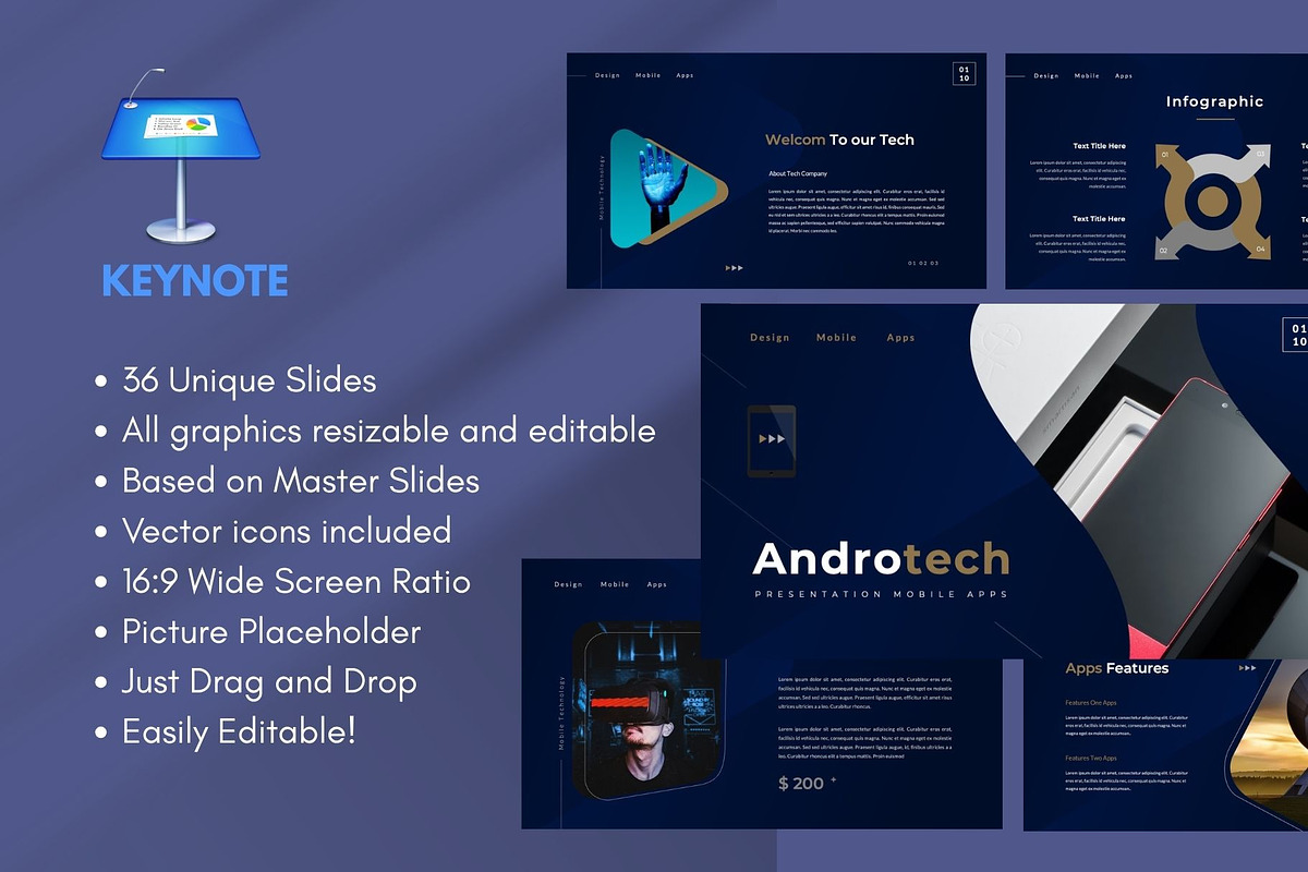Androtech  Mobile  Keynote Template, a Presentation Template by Rizki Herdian (Photo 1 of 5)