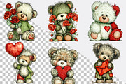 Whimsical Valentine Teddy Bear Clipa, an Illustration by SVGArt (Thumbnail 2 of 8)