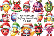 Christmas Kawaii Fruits Sublimation, an Illustration by CraftArtStudio (Thumbnail 1 of 6)