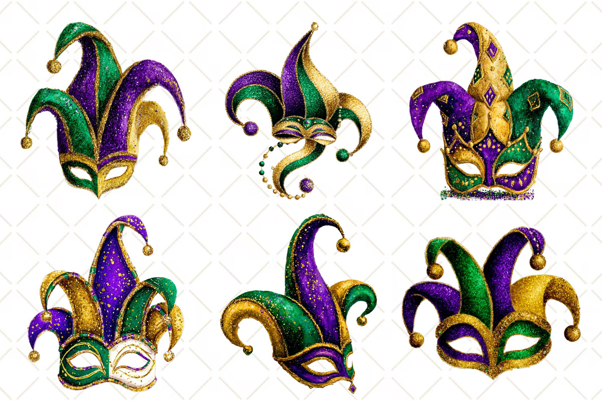 Watercolor Mardi Gras Jester Hat, an Illustration by Black Bird Studio (Photo 2 of 6)