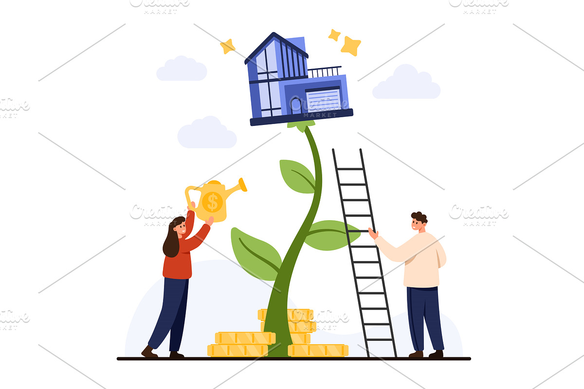 Real Estate Investment Growth, a Finance Illustration by Flashvector