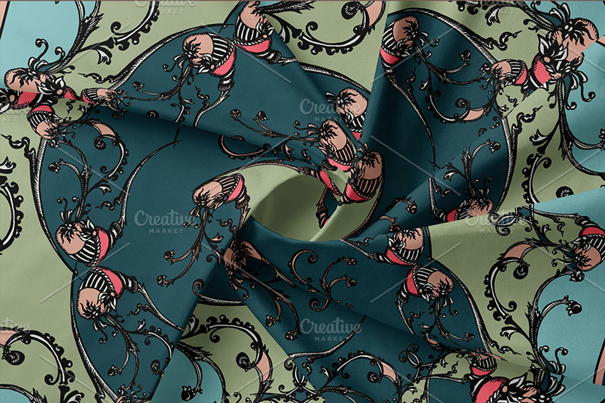 Rococo Botanique Silk Scarves Design, a Decorative Illustration by ilustrinna (Photo 6 of 12)