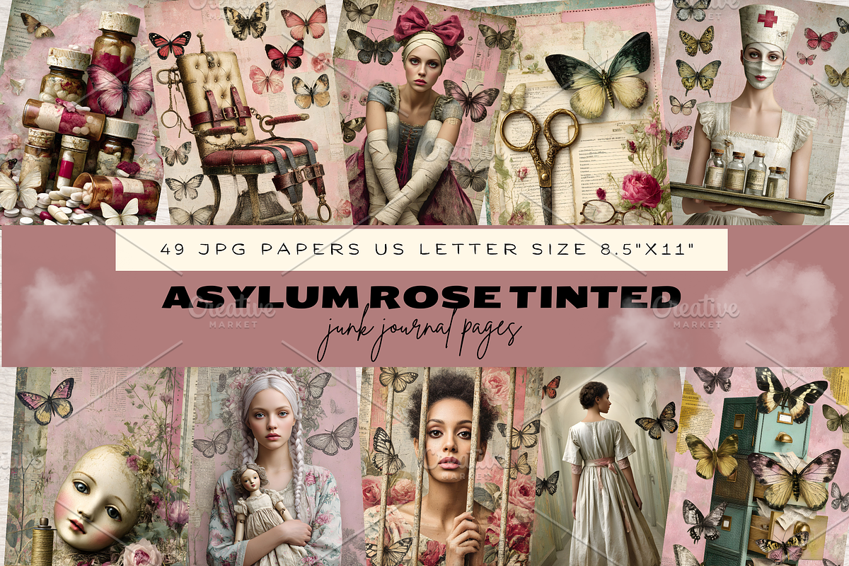 ASYLUM JUNK JOURNAL PAGES, a Person Illustration by Daring Digies (Photo 1 of 9)