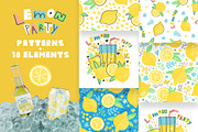 Lemon Party Patterns & Elements, a Food Illustration by KVIO (Thumbnail 1 of 6)