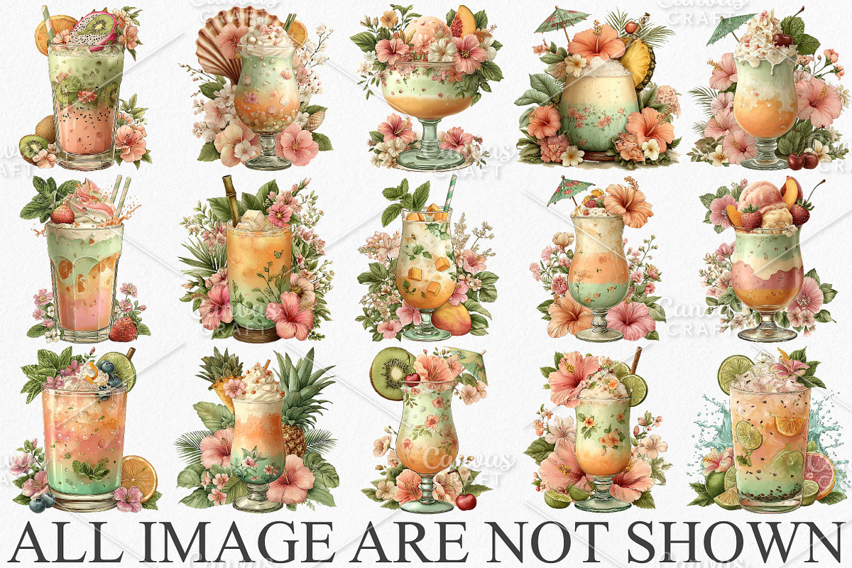 Whimsical Summer Tropical Drink PNG, an Illustration by Canvas Craft (Photo 3 of 7)