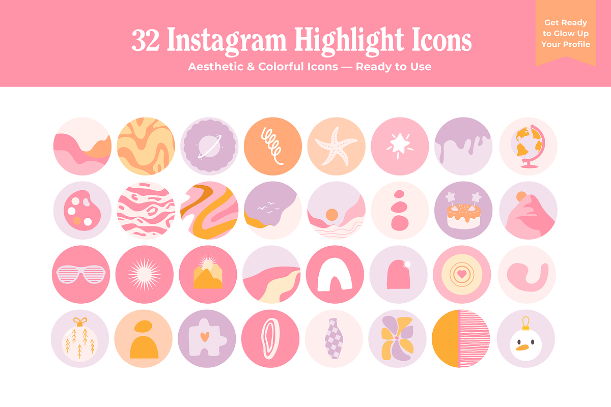 32Instagram Colorful Highlight Icons, a Social Media Template by Marcia B Studio (Photo 2 of 4)