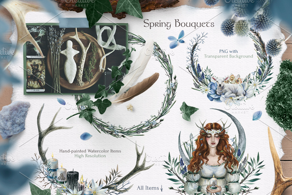 Imbolc Celtic Winter Watercolor Set, a Texture Illustration by Fluffy Unicorn (Photo 6 of 13)