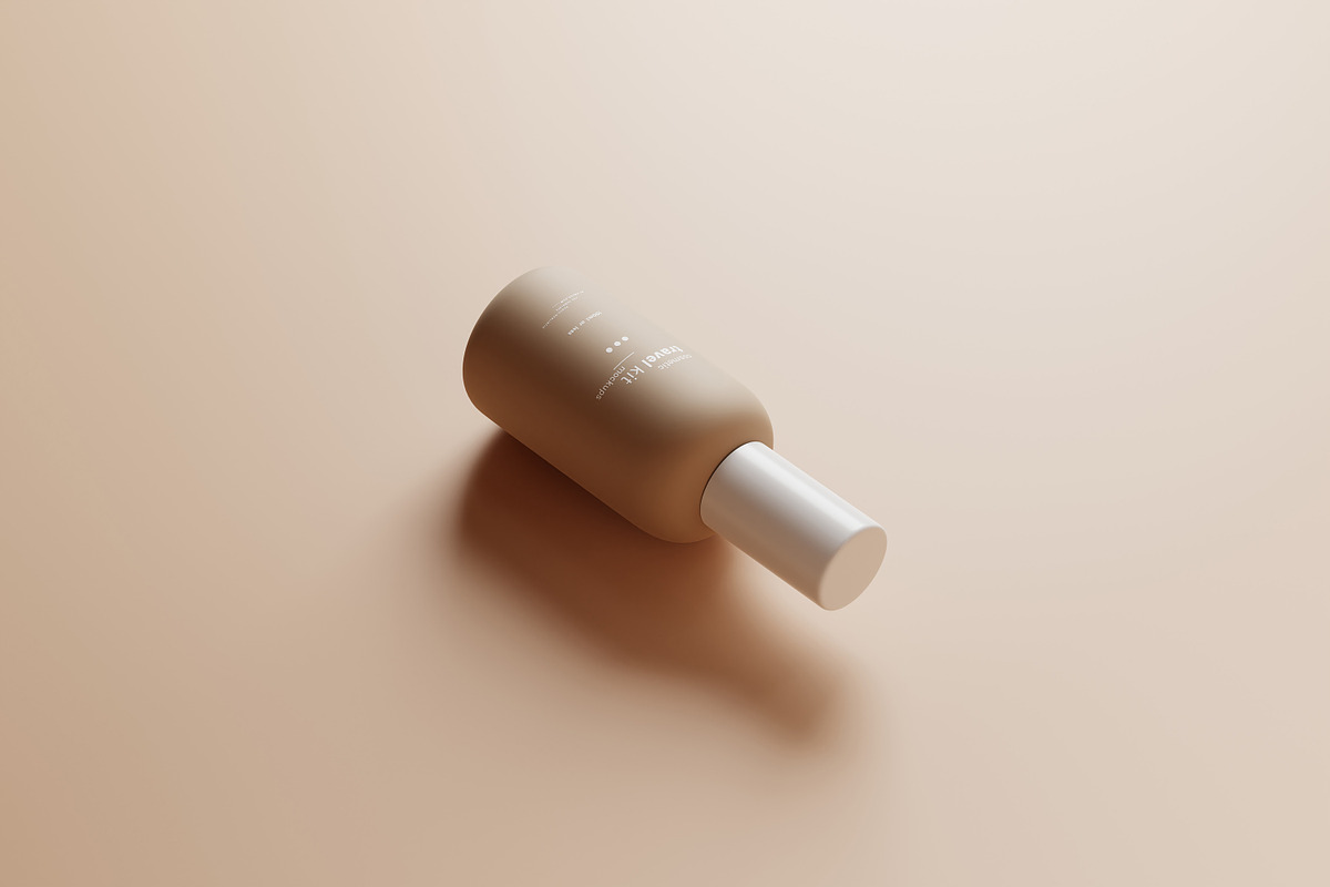 Travel-Size Cosmetic Bottle Mockup, a Packaging Mockup by pmvch (Photo 6 of 9)