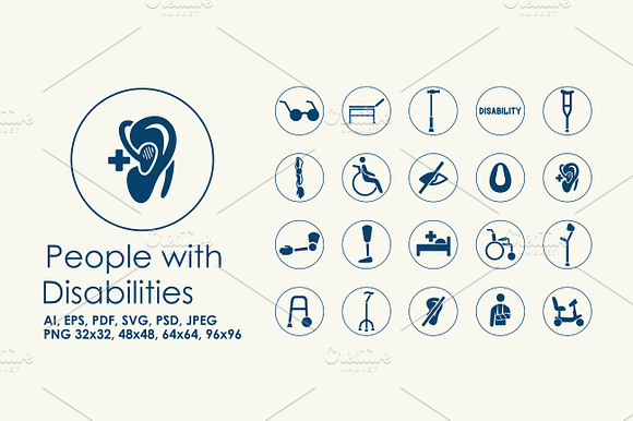 20 People With Disabilities Icons