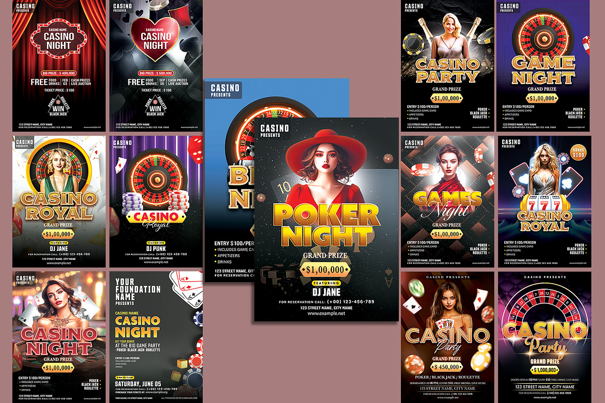 30 Ready-to-Print Casino Flyers, a Marketing Template by Allies Interactive (Photo 3 of 5)