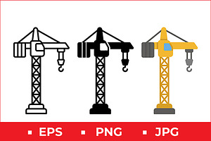 Construction Crane Vector Art, a Solid Icon by Artonix