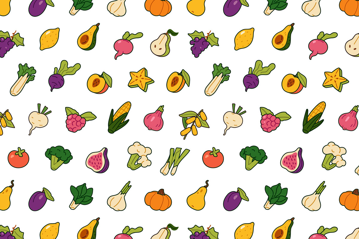 Fruits & vegetables icons set, a Food Illustration by PaperTrident (Photo 14 of 14)
