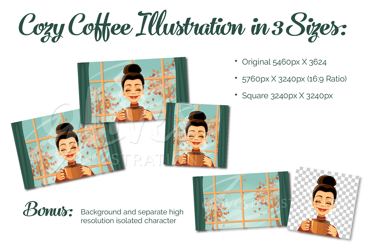 Fall Woman with Coffee Illustration, an Illustration by 9 Lives Illustration (Photo 2 of 2)