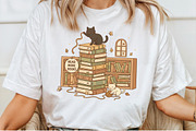 Whimsical Cat & Book Stack PNG, an Illustration by Craft Nest (Thumbnail 5 of 6)