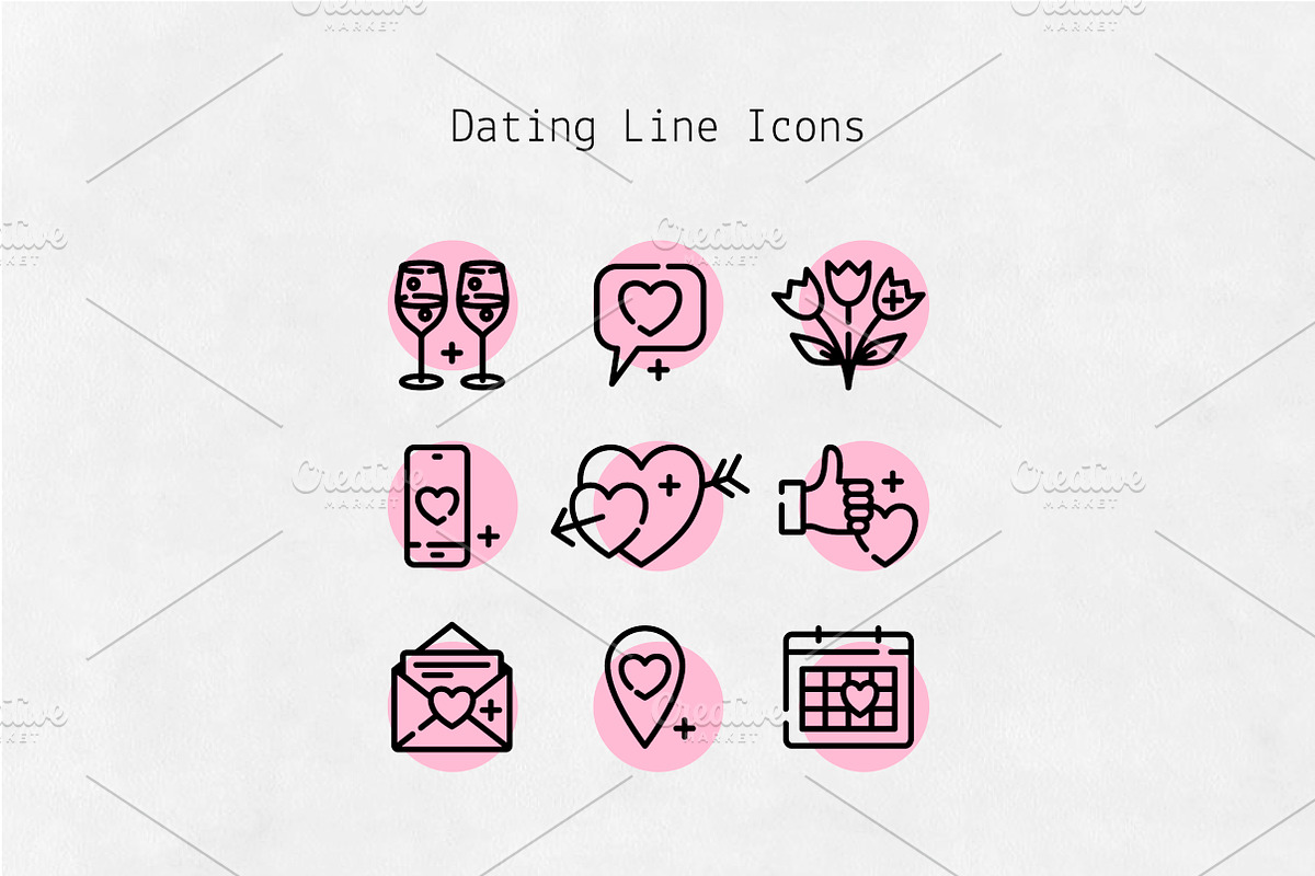 Dating Line Icons, an Outline Icon by Lyolya Profitrolya (Photo 1 of 2)
