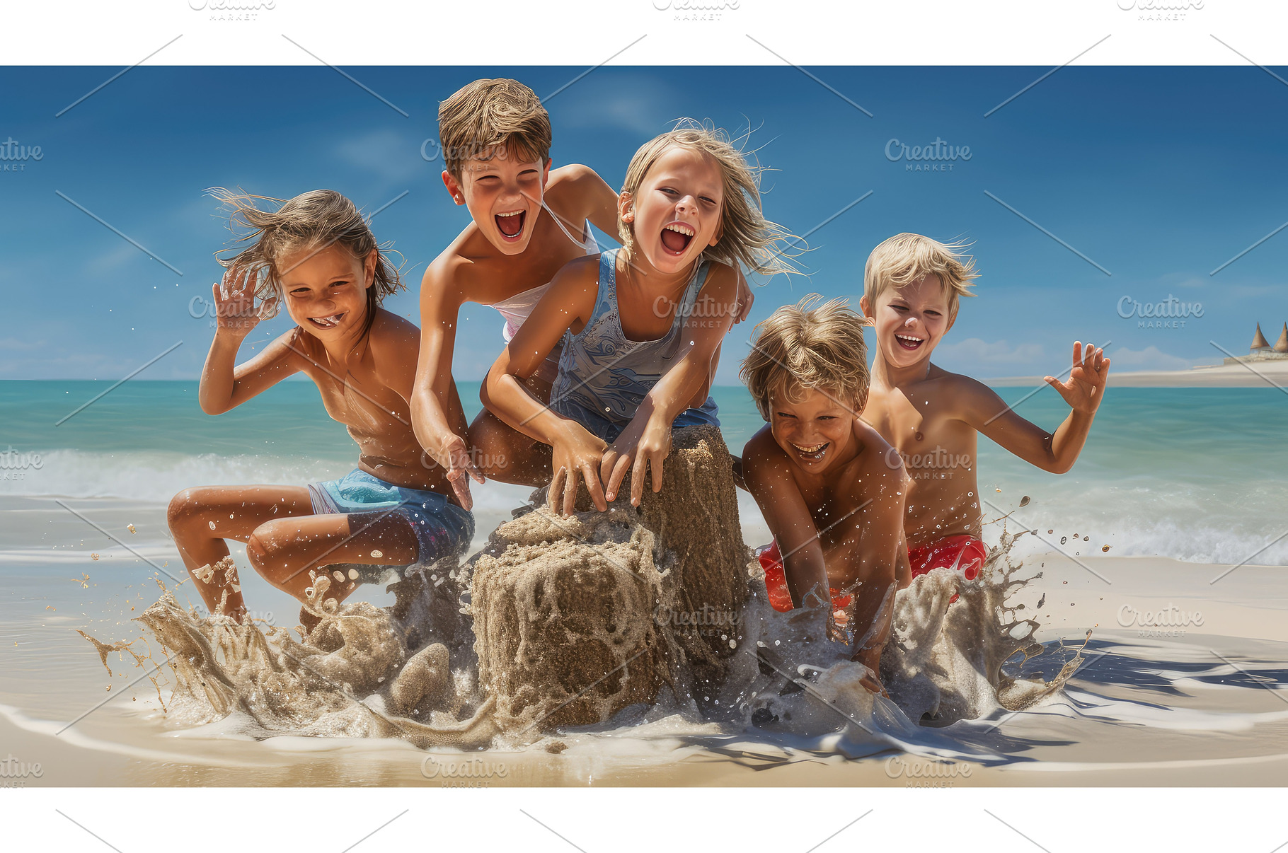 pool kids holiday ai generated, a Holiday Photo by pikepicture